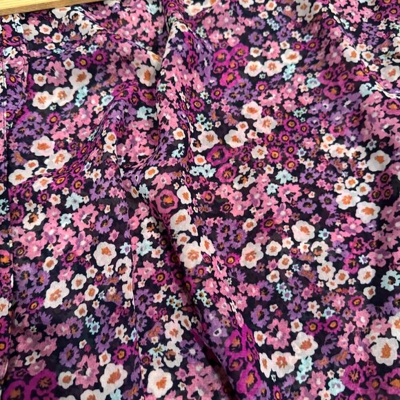 LANE BRYANT WOMENS SIZE 28 FLORAL SHEER LONG SLEEVE BLOUSE SHIRT - Picture 5 of 7